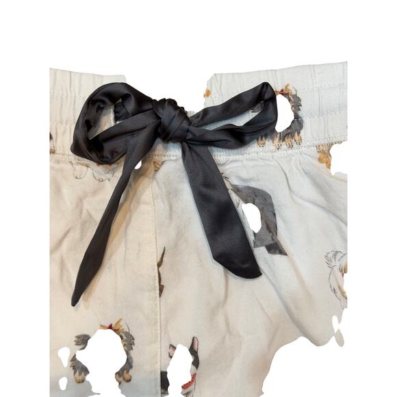 Z Supply Pajama Shorts White Dog Print Ribbon Tie Women’s S - Picture 3 of 8